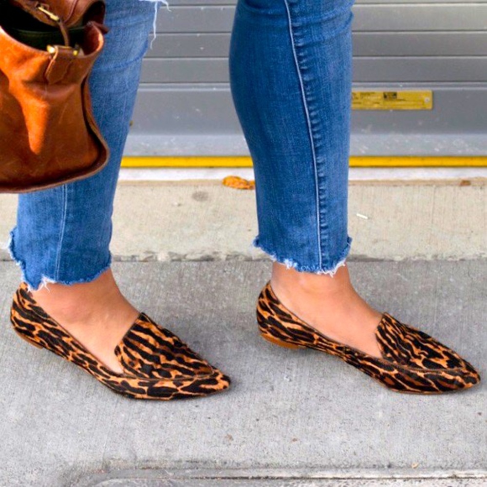 Madewell Lou Animal Print Calf Hair Loafers size 6